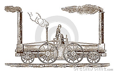 Historic eight-wheeled locomotive â€žSouth Carolinaâ€œ from 1831 Vector Illustration